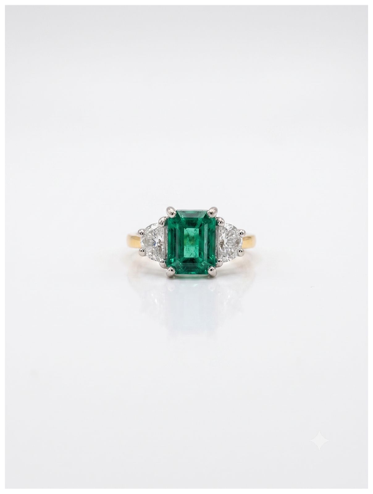 James Moore & Co J58325 Lab Emerald And Diamond Trilogy Ring Jewellery
