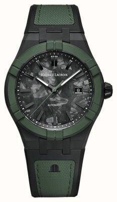 Maurice Lacroix AIKON-IC FROZEN CARBON DEEP FOREST Limited Edition (43mm) Green Frozen Carbon Dial / Green Bi-Rubber Strap Watch AC6008-TTL50-630-2