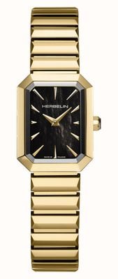 Herbelin Octogône Quartz (20.4mm) Black Mother-of-Pearl Dial / Gold PVD Stainless Steel Bracelet 17556BP1N49