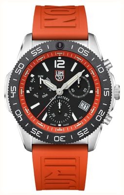 Luminox Pacific Diver Chronograph (44mm) Black Orange Dial / Orange and Black Rubber Strap Set XS.3149.SET