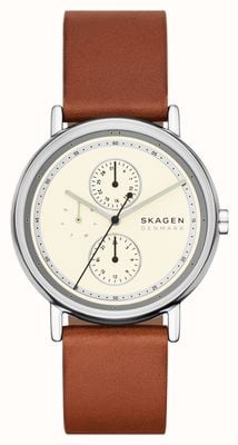 Skagen Signatur Multifunction (40mm) Cream Dial / Brown Leather Strap SKW6942