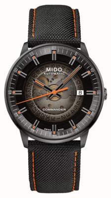 Mido Commander Gradient Automatic (40mm) Transparent Smoky Dial / Black Hybrid Leather Strap Watch M0214073741100