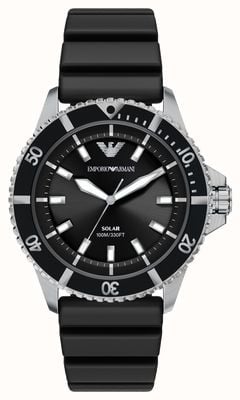 Emporio Armani World Explorer Solar-Powered (42mm) Black Dial / Black Silicone Strap AR11788