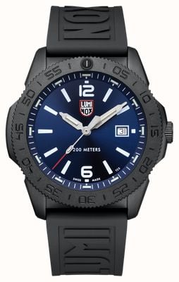 Luminox Pacific Diver: Black Steel - 3120 Series (44mm) Blue Sunray Dial / Black EPDM Cut-to-Fit Strap XS.3123.B