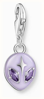Thomas Sabo Alien Face Charm Pendant Purple Enamel Purple Zirconia Sterling Silver 2049-041-13
