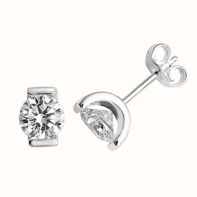 James Moore TH Sterling Silver Round Cubic Zirconia Stud Earrings G51027