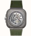 Herbelin Cap Camarat Square Titanium Automatic (40.5mm) Skeleton Dial / Khaki Green FKM Rubber Strap Watch 1846SQTDCK - alternate view 5