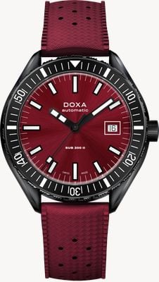 DOXA SUB 200 II Redcoral (44mm) Red Sunray Dial / Red Vintage-Inspired Rubber Strap 795.70.161.22