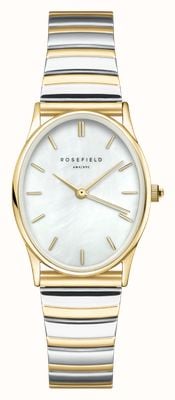Rosefield Oval (24mm) White Mother-of-Pearl Dial / Two-Tone Stainless Steel Bracelet OVWDSG-OV17