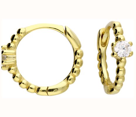 James Moore CME Silver Gold Plate Bobble Cz Mini Hoops H4814/YX2