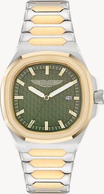 Aston Martin GPQ Icon Quartz (42mm) Bertelli Green Dial / Two-Tone Stainless Steel Bracelet MTIG3F603