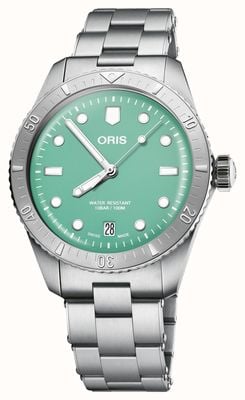 ORIS Divers Sixty-Five Cotton Candy Automatic (38mm) Green Dial / Stainless Steel Bracelet 01 733 7771 4057-07 8 19 18
