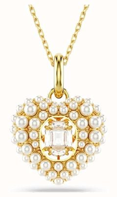 Swarovski Hyperbola Heart Pendant, White, Crystal Pearl, Gold 5680399