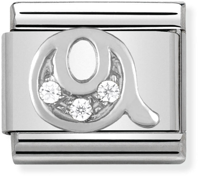 Nomination Classic Letter Q Sterling Silver & Steel Cubic Zirconia Charm 330301/17