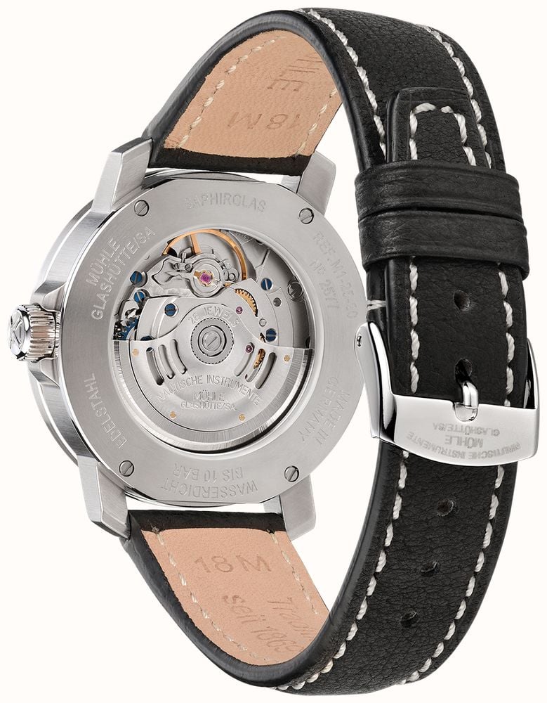 Mühle Glashütte 29er Automatic (36.6mm) White Dial / Black Leather Strap M1-25-21-LB - alternate view 3