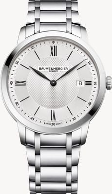 Baume & Mercier Classima Date Quartz (40mm) Silver Sun-Satin Dial / Stainless Steel Bracelet 10883
