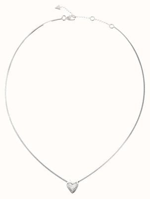 Guess Beloved Silver Crystal Heart Necklace 16-18" UBN06016RH