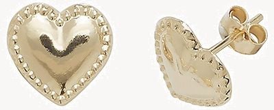Treasure House 9k Yello Gold Heart Stud Earrings ES415