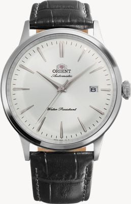 Orient Bambino Automatic (40.5mm) Silver Sunray Dial / Black Leather Strap RA-AC0031S30B