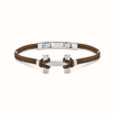 Herbelin Amarrage Bracelet - Light Brown Nylon And Brushed Stainless Steel (19 + 2cm) BH24ABBC L