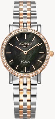 Roamer Scala Crystal (28mm) Black Mother-of-Pearl Dial / Two-Tone Stainless Steel Bracelet 976830 49 80 50