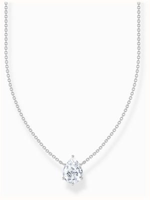 Thomas Sabo Pear-Cut White Zirconia Sterling Silver Necklace 45cm KE2213-051-14-L45V