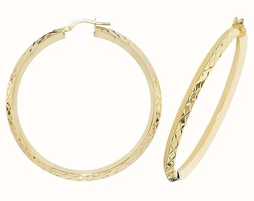 James Moore TH 9k Yellow Gold Hinged Hoop Earrings 40 mm ER1018-40