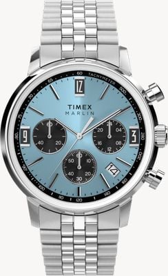 Timex Marlin Chronograph Tachymeter (40mm) Ice Blue Dial / Stainless Steel Bracelet TW2Y66500