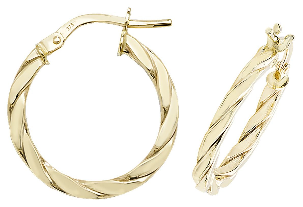 Treasure House ER1041-15 9ct Yellow Gold 15mm Hoop Earrings Jewellery