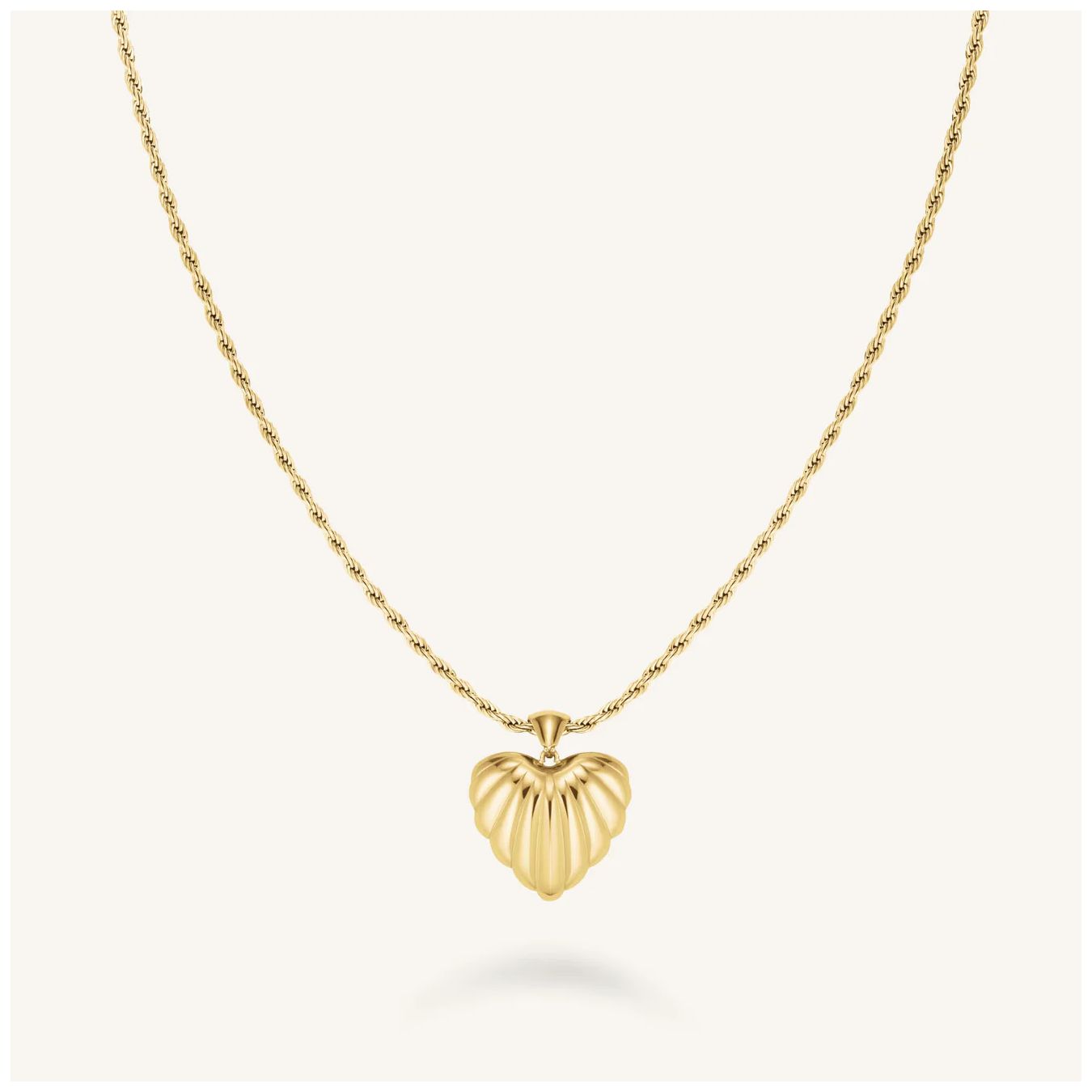Rosefield Jewellery JNHPG-J1007 Ridged Gold Heart Pendant