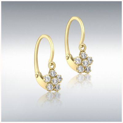 IBB 9ct Y/g Tiny Cz Flower Hoops 1.54.4002