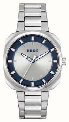 HUGO Men's #SHRILL | Silver and Blue Dial | Stainless Steel Bracelet 1530309