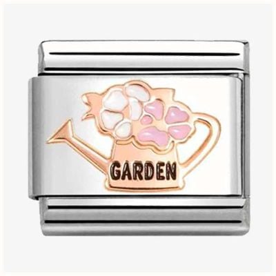 Nomination Composable Classic SYMBOLS Steel, Enamel And 9k Rose Gold (19_Watering Can With Flowers) 430202/19