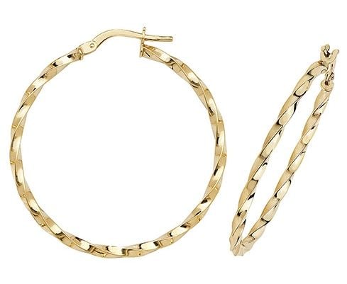 Treasure House ER1008-30 9k Yellow Gold Hoop Earrings 30 mm Jewellery