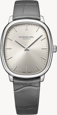 Raymond Weil Toccata Heritage Mechanical (33mm) Silver Sunray Dial / Grey Leather Strap 2280-STC-64001