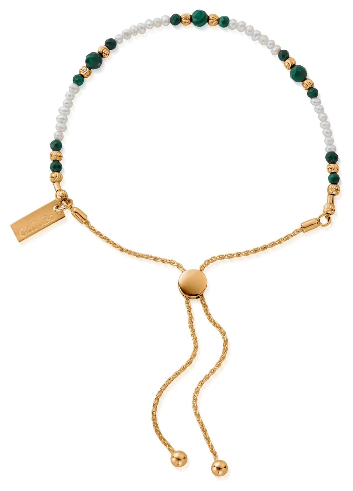ChloBo GBAMTP Pearl and Malachite LUCK AURA Adjustable Jewellery