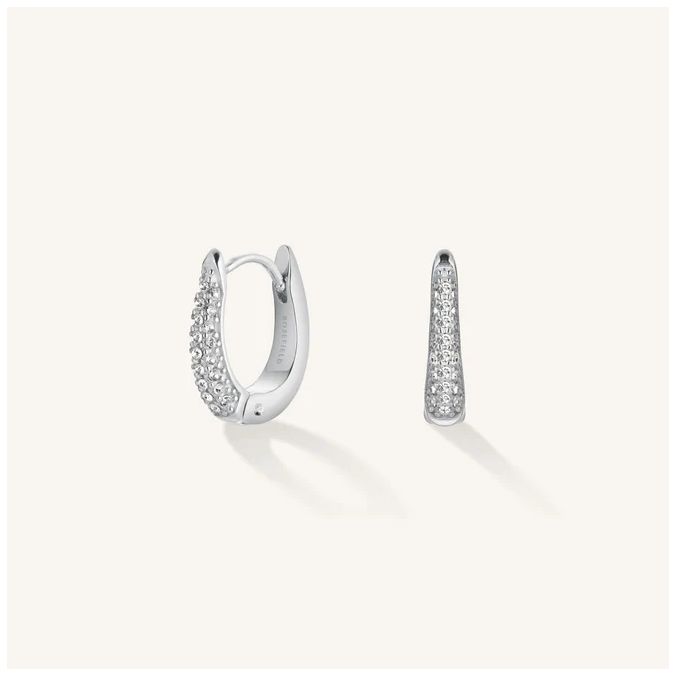 Rosefield Jewellery JECHS-J1028 Crystal Huggies Silver