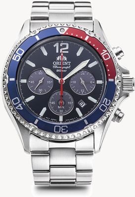 Orient Mako Solar Chronograph (43mm) Blue Dial / Stainless Steel RA-TX0201L10B