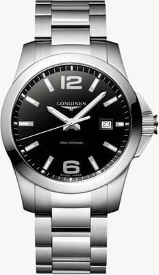 LONGINES Conquest Quartz (41mm) Black Dial / Stainless Steel Bracelet L37594586