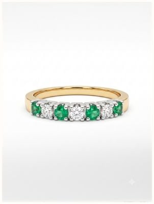 James Moore & Co Perfection Diamond And Emerald Eternity Ring 9ct J91906