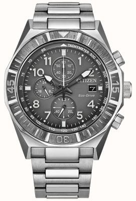 Citizen Eco-Drive Nighthawk Chronograph (42mm) Grey Dial / Stainless Steel Bracelet CA0890-54H