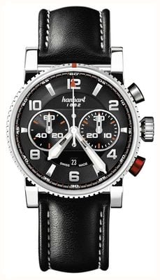 Hanhart PRIMUS Racer Automatic Chronograph (44mm) Black Dial / Black Leather Strap - M 741.210-0020