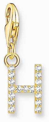 Thomas Sabo Charm Pendant Letter H With White Stones Gold Plated 1971-414-14