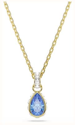 Swarovski Chroma pendant, Pear cut, Blue, 18K gold finish 5757786