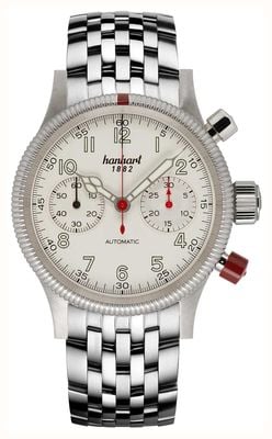 Hanhart PIONEER Mk II Automatic Chronograph (40mm) Antique White Dial / Stainless Steel Bracelet 716.200-6428
