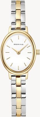Bering Classic Oval Quartz (20mm) White Dial / Two-Tone Stainless Steel Bracelet Watch 11020-714