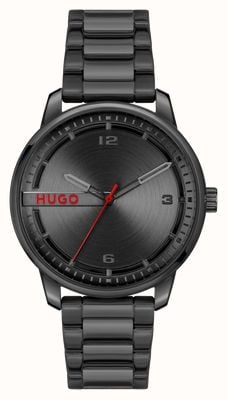 HUGO Men's #Stamp (42mm) Black Dial / Black Stainless Steel Bracelet 1530365