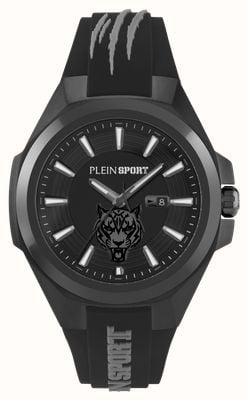 Plein Sport TIGERMASTER 3-Hand Date (47mm) Black Dial / Black Silicone Strap PS7BA0424