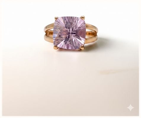 Pre-owned 9ct Yellow Gold Pink Purle Tonnaeu Shaped Ring J77338