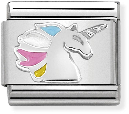 Nomination Composable Classic SYMBOLS In Stainless Steel Enamel And Arg. 925 Unicorn 330204/16